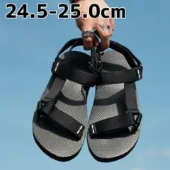 ^24.5 25cm(39-40) スポーツサンダル 男女兼用 黒 フラット