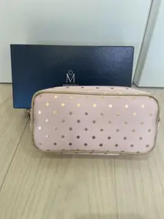 ミキモト パール付ポーチ ダイヤ柄 小物入れ ピンク MIKIMOTO