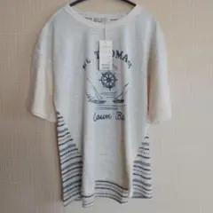 cubesugar【新品】マルチボーダー&スラブ天竺プリントTシャツM