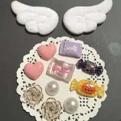 【5】ジビッツ12個 天使の羽とキャンディ ハロウィン ハート ローズ 仮装