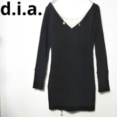 【フォロー割】d.i.a. ゴールドロゴチャーム付きニットワンピース