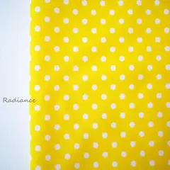 SALE335.ドット 水玉柄☆シーチング☆コットン☆はぎれ布 生地☆黄色×白
