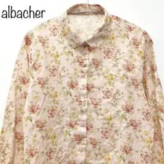 【albacher】花柄ブラウス　ワイシャツ　ピンク　ボタンデザイン