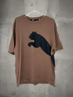 PUMA ブラウン Tシャツ L 猫のデザイン