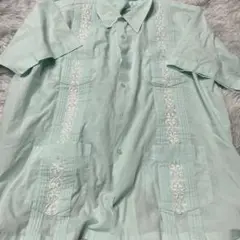 TropiCool キューバシャツ　90s 刺繍　水色　半袖　シャツ