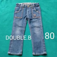 DOUBLE.B デニムパンツ クマ刺繍 80cm