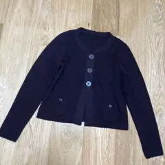 美品　レスハビッツ　ニットジャケット　ノーカラージャケ　カーディガン　M