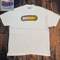 Bud way サブウェイ　パロディTシャツ オーバーサイズ　hanes 企業T