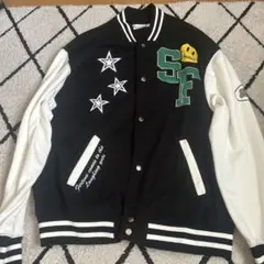 SMILEY FACE スタジャン ブラック/ホワイト