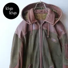 希少 裏総柄 レザー/スウェード切り替えジャケット BIGL フィンランド製