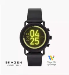 スカーゲン FALSTER 3 ブラックレザースマートウォッチHR