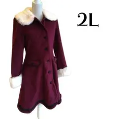 【美品】コート 秋冬 2L 人気 暖かい クリスマス おすすめ レディース 服