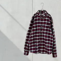 3571【GAP】ボタンダウンシャツ　長袖　チェック　赤　紺　カジュアル　Ｌ