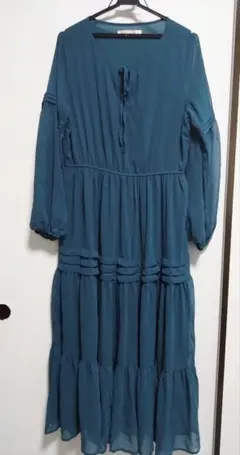 Rusttydustty★マキシワンピース　夏用　シースルー素材　青緑色