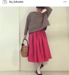 ito fukuoka⭐︎pink linen gather skirt スカート