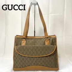 美品✨GUCCI トートバッグ GGキャンバス レザー 肩掛け可 A4収納可