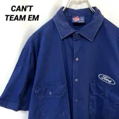 N-4569 CAN'T TEAM EM アメリカ古着 ワークシャツ半袖刺繍XL