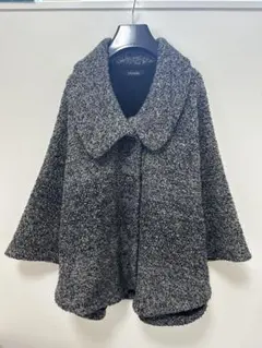【rienda】ニット風ポンチョ グレー系　ブラック