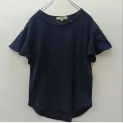 2『オゾック』半袖カットソー【M】ランダムリブ 霜降り Tシャツ 濃紺