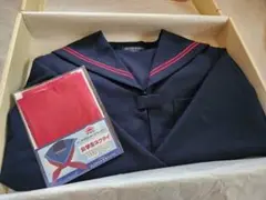 【新品・未使用】赤2本線 セーラー服165A 、ネクタイ(赤) 通学用制服 本物