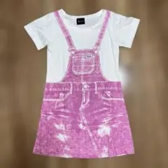 Lee kidsオーバーオール転写プリント半袖ワンピース110ストンプスタンプ