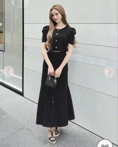 【スカートのみ】未使用　Rady スカートニットセットアップ　ブラック　Sサイズ