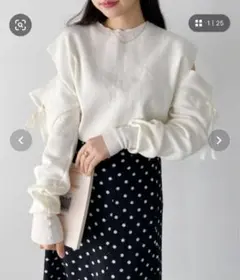 Loueme オープンショルダーリボントップス