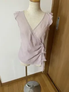 薄紫 ラップスタイル ノースリーブシャツ