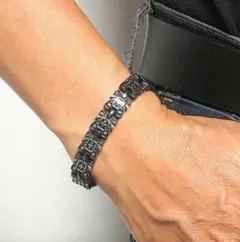 b25新品 ゲルマニウム 磁気 高品質クロス リリーブレスレット ブラック371