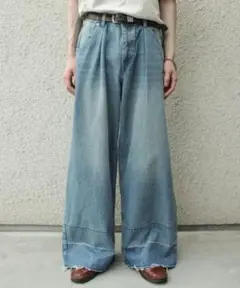 camphor wood washed cut off baggy denim