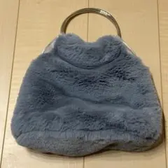 ティティベイト titivate フェイクファー リングハンドバッグ ブルー