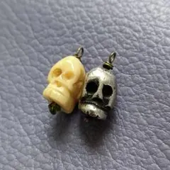 Vintage Bone u0026 Silver Skull Necklace Top