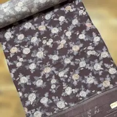 【未使用】着物　反物　花柄　ブラウン