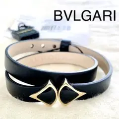 ブルガリ ディーヴァ レザーブレスレット ブラック/ゴールド