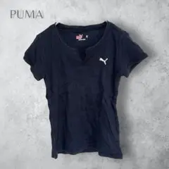 【PUMA プーマ】　リブカットソー　バックプリント　日本製　ワンポイント刺繍