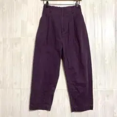 エヘカソポ　ハイウエストテーパードパンツ　ウエストゴム　紫色　F