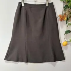【ビーンズプレス】美品✨ひざ丈スカート　オフィス　ブラウン　ゆったり15号