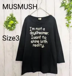 【MUSMUSH】ムスムス　七分袖　Ｔシャツ　レディース　黒　ブラック　Mサイズ