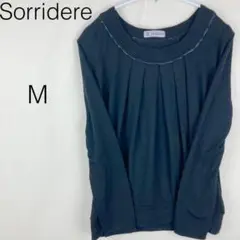 【Sorrhdere】カットソー 長袖 ブラック UネックM リボン付