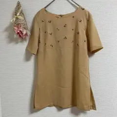 メイソングレイ チュニック 刺繍 半袖 女子会 夏コーデ ブラウン系 デート