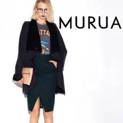 A4602■美品■MURUA ムルーア フェイクムートン コート 黒 1 (S)