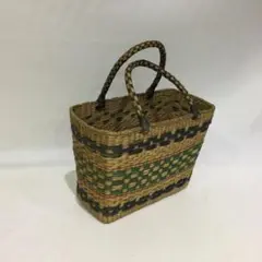 A13【昭和レトロ】★編みかご 手提げ買い物バッグ ★子供バッグ/籐