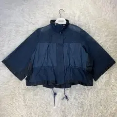 sacai メッシュ フレア 切り替え ブルゾン ジャケット ネイビー系 M