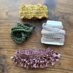 刺繍レース編みリボン4個セット ハンドメイド 手芸 ハンドメイド用 秋色