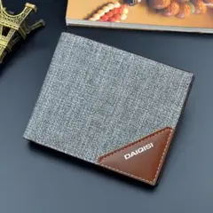【W75】（グレー）財布 メンズ 折れ財布 二つ折り コンパクト 薄い大容量