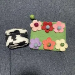 花柄羊毛フェルトポーチと指輪ケース