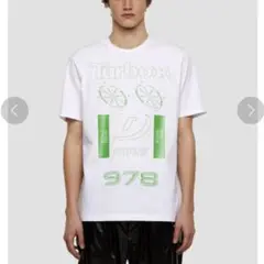 DIESEL メンズ Tシャツ プリント 半袖 コットン クルーネック　ホワイト