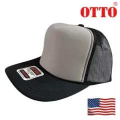 OTTOメッシュキャップ　ブラックxグレー　トラッカーキャップ　無地