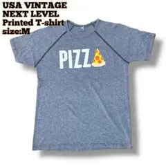 USA古着 NEXT LEVEL プリントTシャツ PIZZA グレー