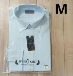 新品未開封　カッターシャツ　ボタンダウン　メンズ　　Mサイズ　薄いブルーの縦縞